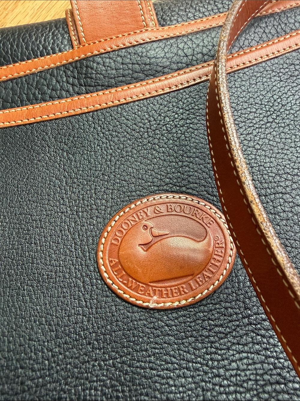 Dooney & Bourke Black with Tan Trim Pebbled Leather Crossbody - Picture 13 of 13